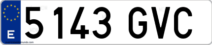 Ejemplo de matrícula de coche ordinaria 5143 GVC