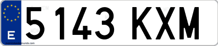Ejemplo de matrícula de coche ordinaria 5143 KXM