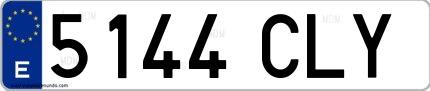 Ejemplo de matrícula española 5144 CLY