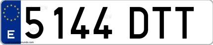 Ejemplo de matrícula española 5144 DTT