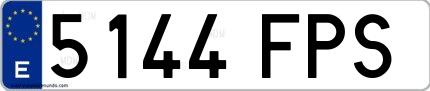 Ejemplo de matrícula española 5144 FPS