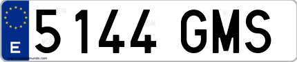 Ejemplo de matrícula de coche ordinaria 5144 GMS