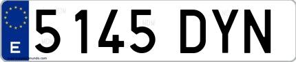 Ejemplo de matrícula española 5145 DYN