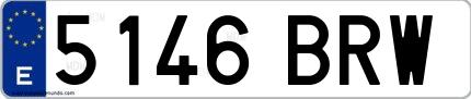 Ejemplo de matrícula española 5146 BRW