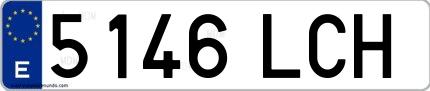 Ejemplo de matrícula española 5146 LCH