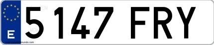 Ejemplo de matrícula española 5147 FRY