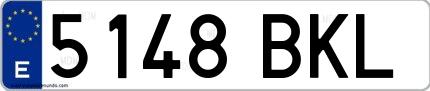 Ejemplo de matrícula española 5148 BKL