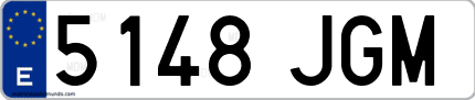 Ejemplo de matrícula de coche ordinaria 5148 JGM