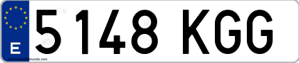 Ejemplo de matrícula de coche ordinaria 5148 KGG