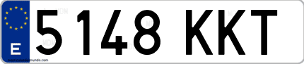 Ejemplo de matrícula de coche ordinaria 5148 KKT