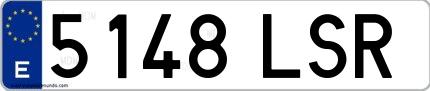 Ejemplo de matrícula española 5148 LSR