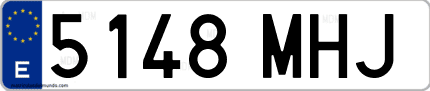 Ejemplo de matrícula de coche ordinaria 5148 MHJ