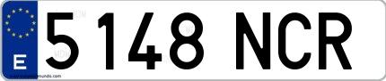 Ejemplo de matrícula española 5148 NCR