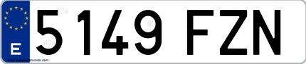 Ejemplo de matrícula española 5149 FZN