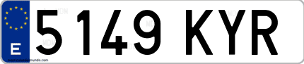 Ejemplo de matrícula de coche ordinaria 5149 KYR