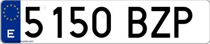 Ejemplo de matrícula española 5150 BZP