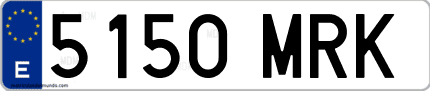 Ejemplo de matrícula de coche ordinaria 5150 MRK
