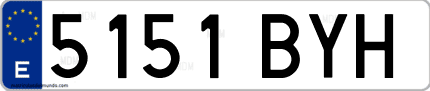 Ejemplo de matrícula de coche ordinaria 5151 BYH