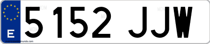 Ejemplo de matrícula de coche ordinaria 5152 JJW