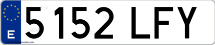Ejemplo de matrícula de coche ordinaria 5152 LFY