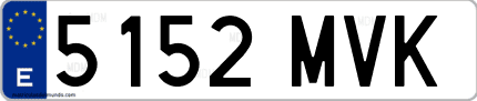 Ejemplo de matrícula de coche ordinaria 5152 MVK