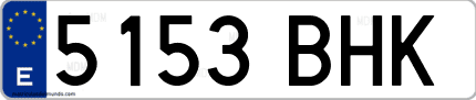 Ejemplo de matrícula de coche ordinaria 5153 BHK