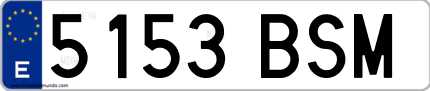 Ejemplo de matrícula de coche ordinaria 5153 BSM
