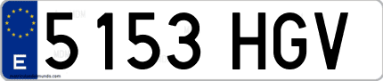 Ejemplo de matrícula de coche ordinaria 5153 HGV