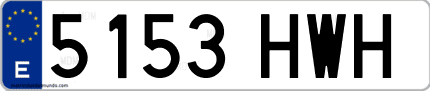 Ejemplo de matrícula de coche ordinaria 5153 HWH