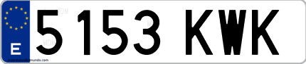 Ejemplo de matrícula de coche ordinaria 5153 KWK