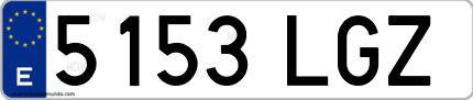 Ejemplo de matrícula de coche ordinaria 5153 LGZ