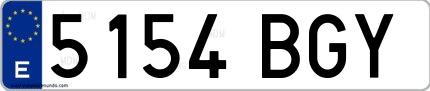 Ejemplo de matrícula española 5154 BGY