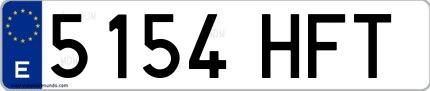 Ejemplo de matrícula de coche ordinaria 5154 HFT