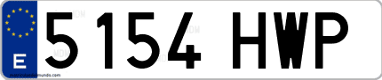 Ejemplo de matrícula de coche ordinaria 5154 HWP