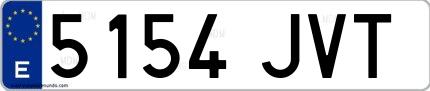 Ejemplo de matrícula española 5154 JVT