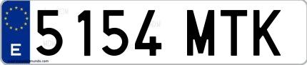 Ejemplo de matrícula española 5154 MTK