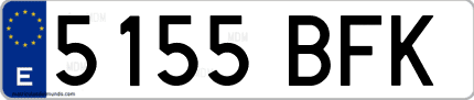 Ejemplo de matrícula de coche ordinaria 5155 BFK