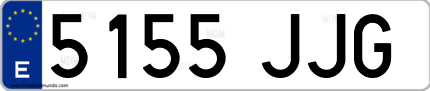 Ejemplo de matrícula de coche ordinaria 5155 JJG