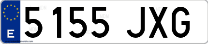 Ejemplo de matrícula de coche ordinaria 5155 JXG