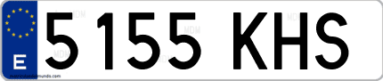 Ejemplo de matrícula de coche ordinaria 5155 KHS