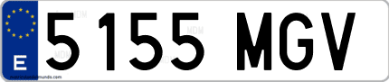 Ejemplo de matrícula de coche ordinaria 5155 MGV