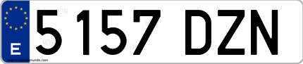 Ejemplo de matrícula de coche ordinaria 5157 DZN