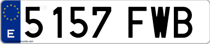 Ejemplo de matrícula de coche ordinaria 5157 FWB