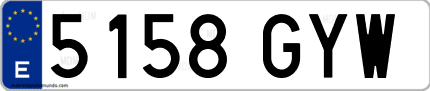 Ejemplo de matrícula de coche ordinaria 5158 GYW