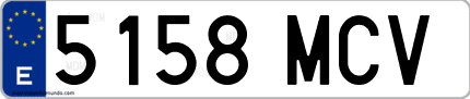 Ejemplo de matrícula de coche ordinaria 5158 MCV