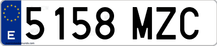 Ejemplo de matrícula de coche ordinaria 5158 MZC