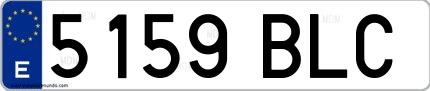 Ejemplo de matrícula española 5159 BLC