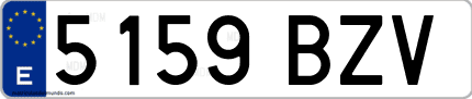 Ejemplo de matrícula de coche ordinaria 5159 BZV