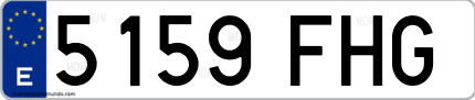 Ejemplo de matrícula de coche ordinaria 5159 FHG