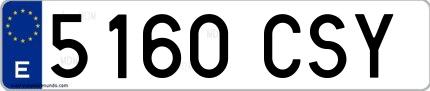 Ejemplo de matrícula española 5160 CSY